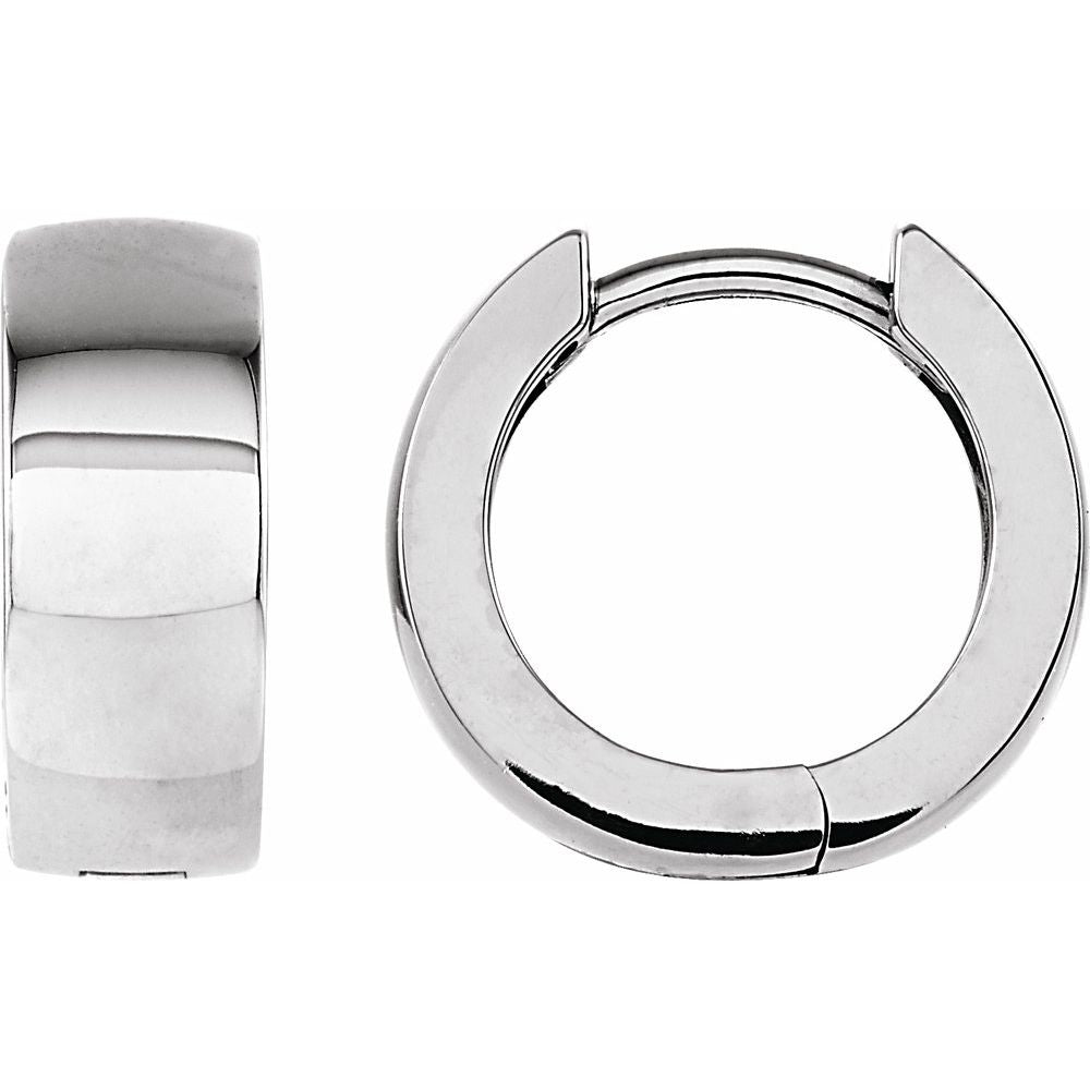 14K White Gold Hinged Hoop Earrings