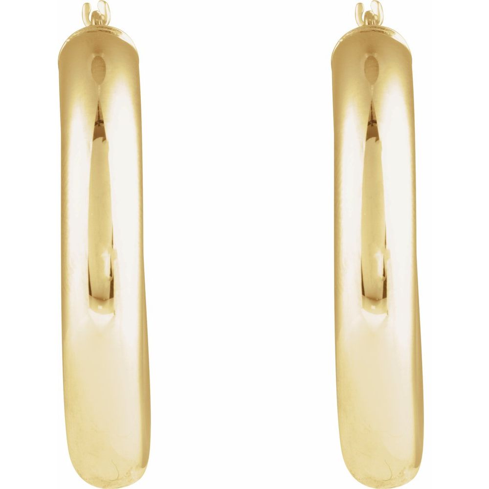 14K Yellow Gold Round Tube Hoop Earrings