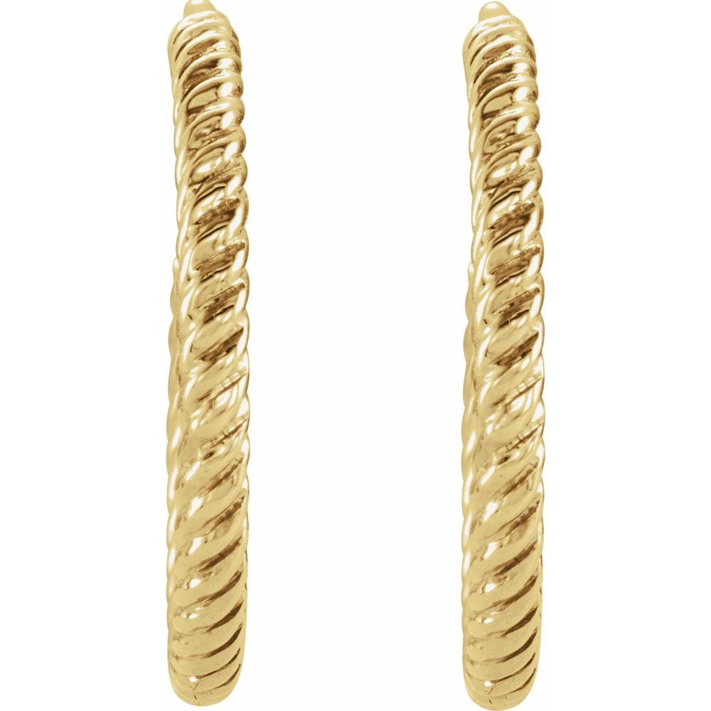 14K Yellow Rope Hoop Earrings