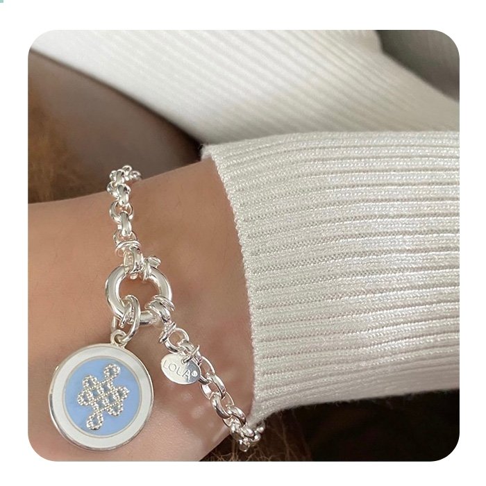 LOLA Small Rolo Silver Bracelet on wrist